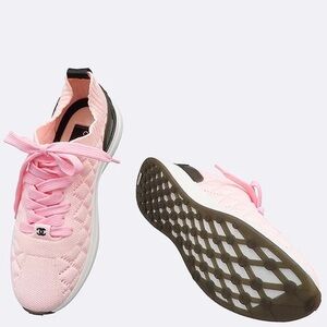 Chanel Pink Fabric Sneakers